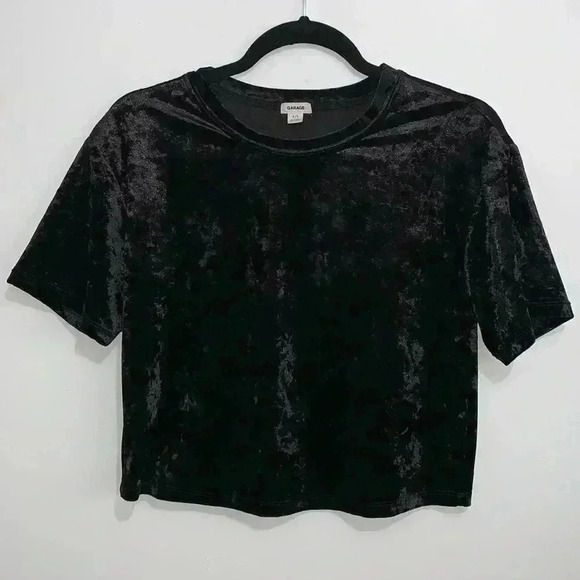 BNWOT Garage clothing Velvet Crop Top size S in Black - Picture 2 of 4